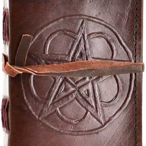 Pentagram leather blank journal w/ cord