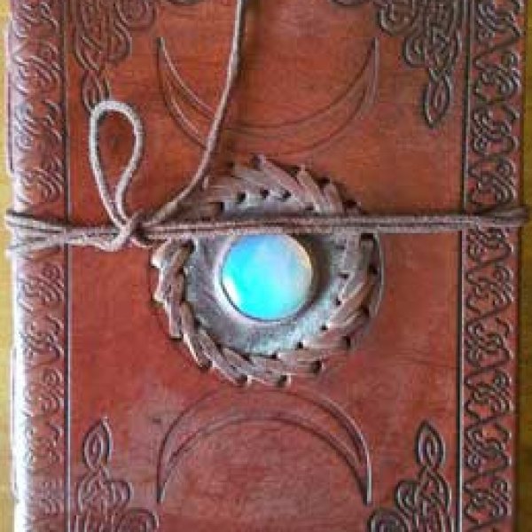 5" x 7" Triple Moon with Stone Embossed leather w/ cord