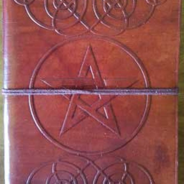 5" x 7" Pentagram leather blank book w/cord