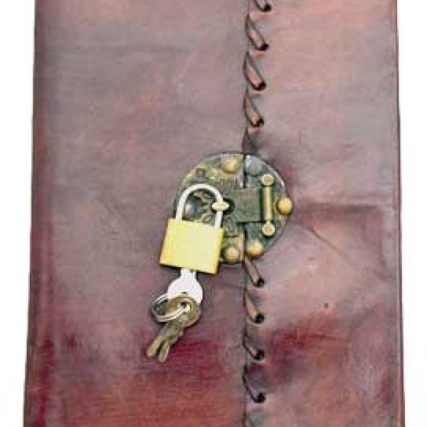 Stitched leather blank book w/ key