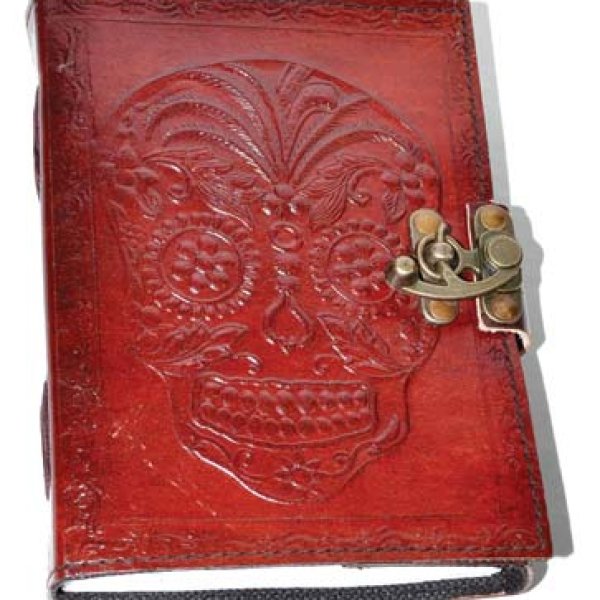 Day of the Dead leather blank book w/ latch