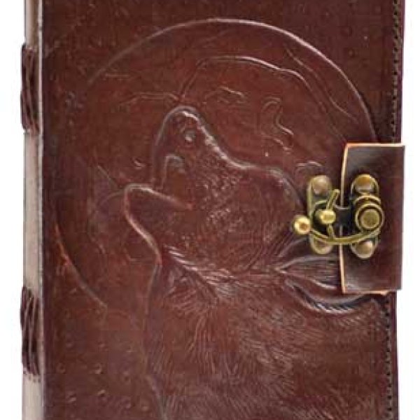 Wolf Moon leather blank book w/ latch