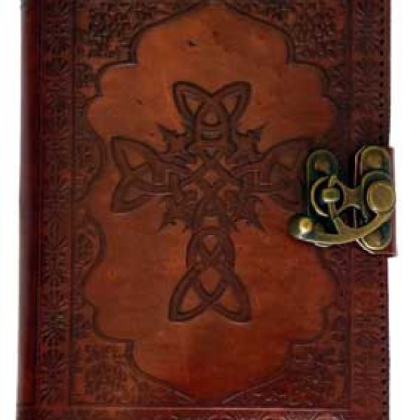 Celtic Cross leather blank book w/ latch