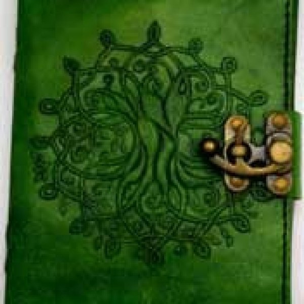 5" x 7" green Tree of Life leather w/ latch