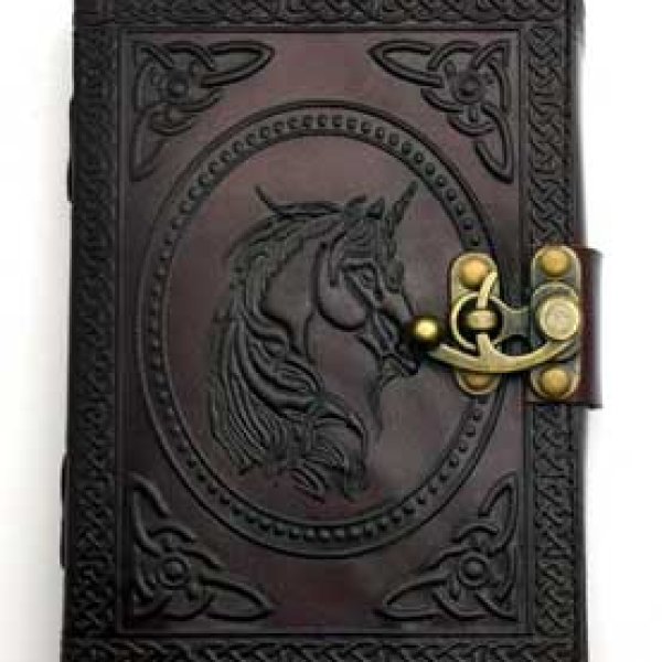 Unicorn leather blank book w/ latch