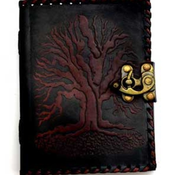 Black Tree of Life leather blank book w/ latch