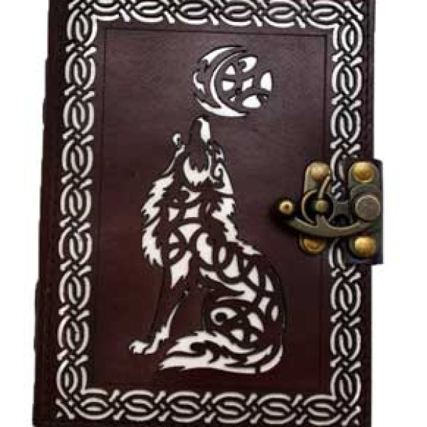 Celtic Wolf (die cut) leather blank book w/ latch