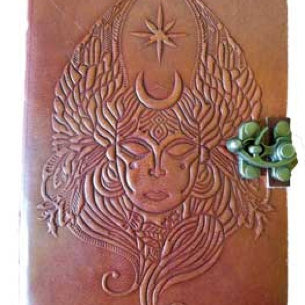 5" x 7" Goddess Embossed leather w/ latch