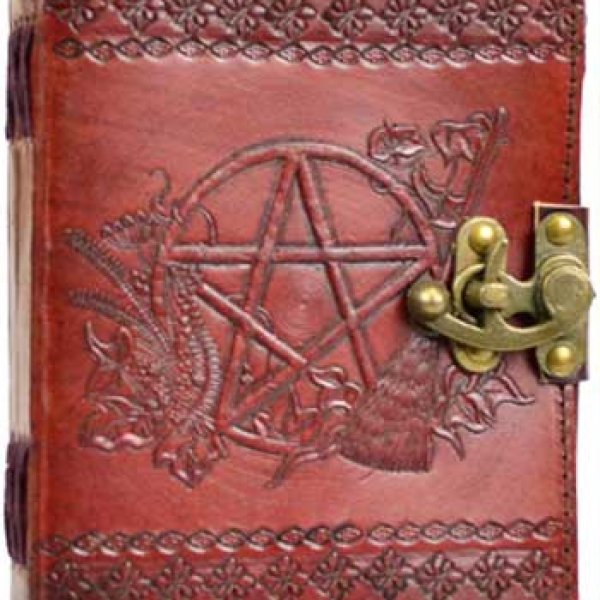 Pentagram leather blank book w/ latch