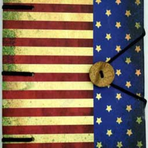 American Flag journal 4 1/2" x 6 1/2" handmade parchment