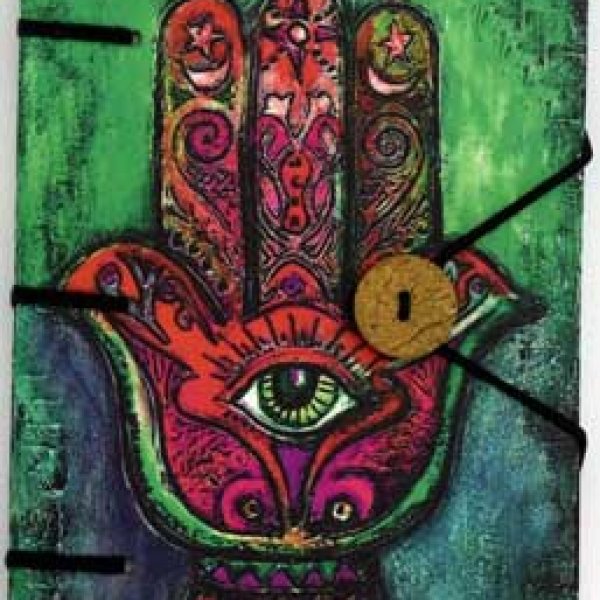 Hamsa journal 4 1/2" x 6 1/2" handmade parchment