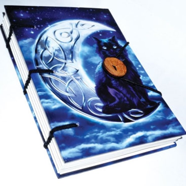 Midnight Moon Cat journal 4 1/2" x 6 1/2" handmade parchment