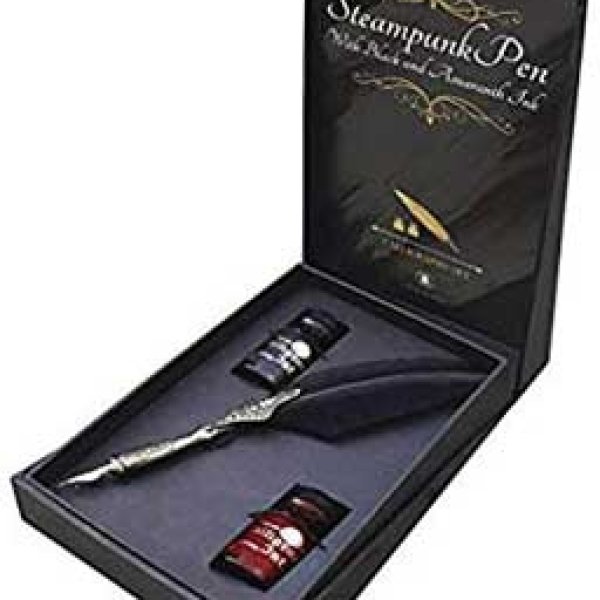 Steampunk Pen with Black & Amaranth Ink calligraphy set