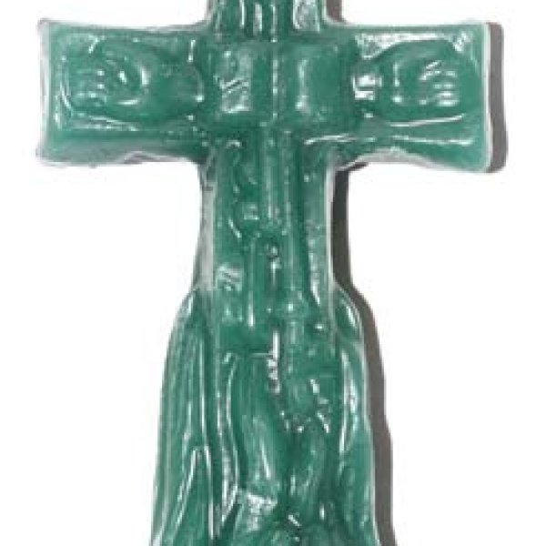 4 1/2" Crucifix Green candle