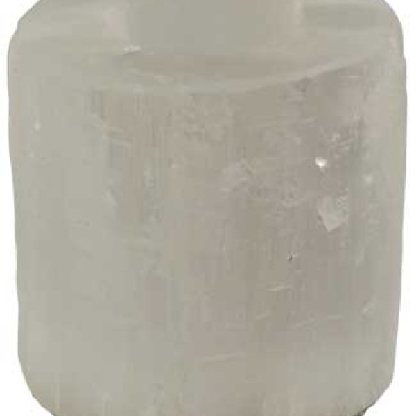White Round Selenite tealight candle holder