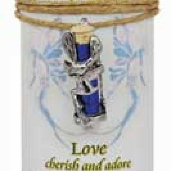 Love Pillar Candle with Fairy Dust Necklace 6 1/2" tall