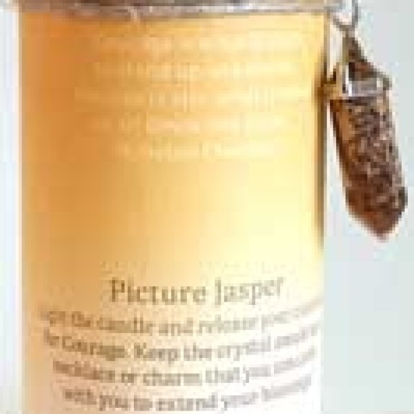 Courage pillar candle with Picture Jasper pendant