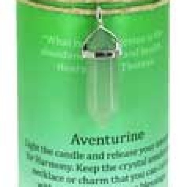 Harmony pillar candle with Aventurine pendant