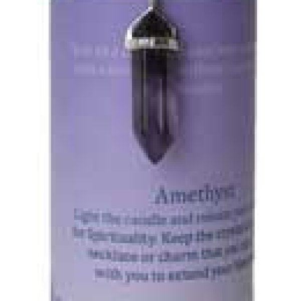 Spirituality pillar candle with Amethyst pendant