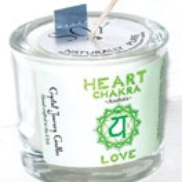 Heart chakra soy votive candle