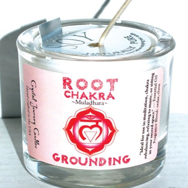 Root chakra soy votive candle