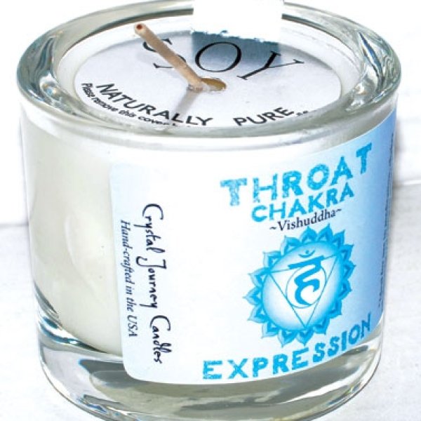 Throat chakra soy votive candle