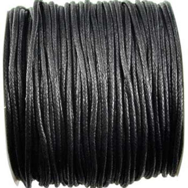 Black Waxed Cotton cord 2mm 100 meters