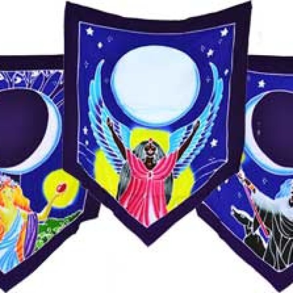 Triple Moon Goddess Prayer Flags 60" x  29"
