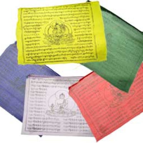 Tibetan Green Tara prayer flag 9" x 9 1/2"