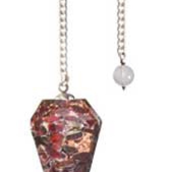 6-sided Garnet orgone  pendulum