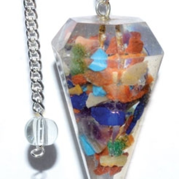 6-sided Seven Chakra Orgone pendulum