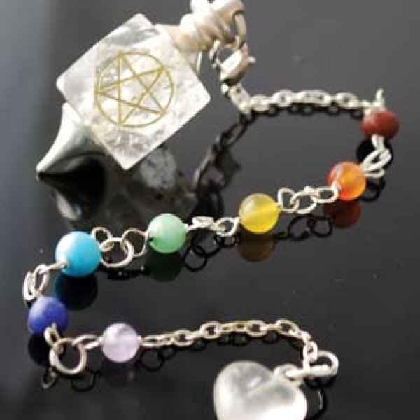 Clear Quartz Chakra Pentagram pendulum