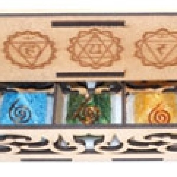 25-30mm Orgone 7 Chakra pyramid set with Box