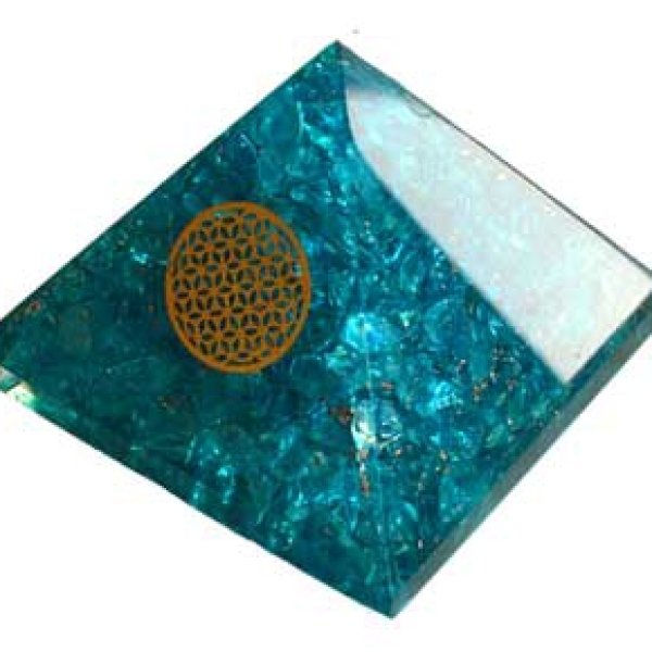 70mm Orgone Blue Topaz & Flower pyramid