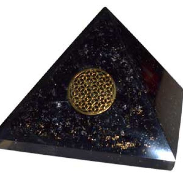 70mm Orgone Tourmaline & Flower pyramid