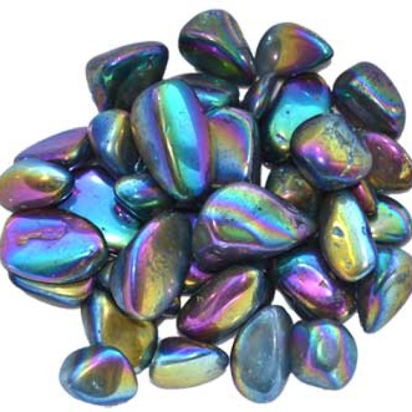 1 lb Black Rainbow electroplated tumbled stones