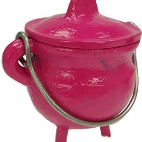 3" Pink cast iron cauldron