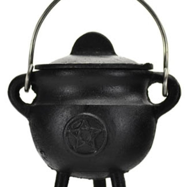 Pentagram Cast Iron Cauldron w/ Lid 2 3/4"