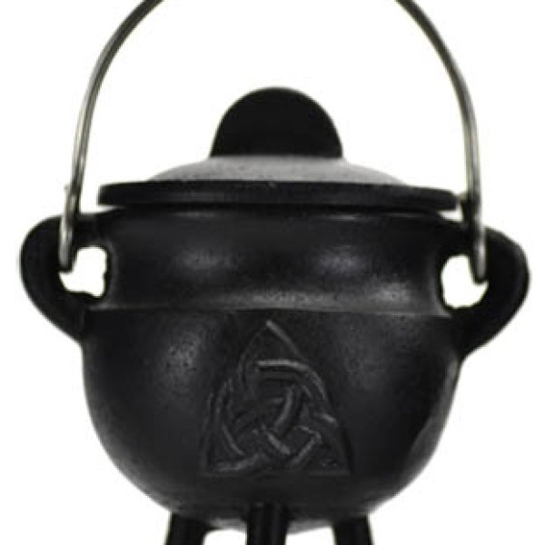 Triquetra Cast Iron Cauldron w/Lid 2 3/4"