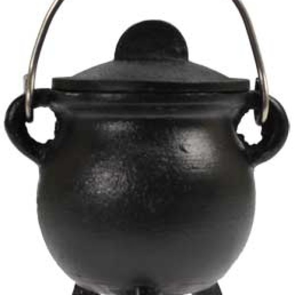 Plain cast iron cauldron  w/ lid 3"