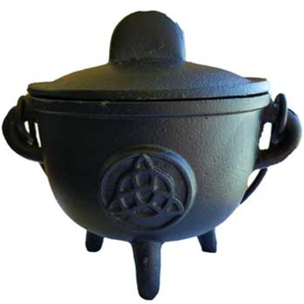 5" Cast iron cauldron w/ lid Triquetra