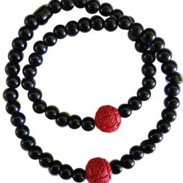 Cinnabar & Onyx double wrap bracelet