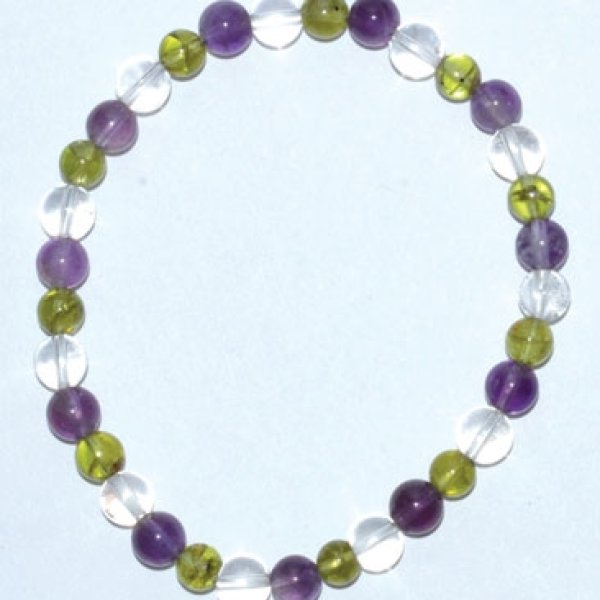 6mm Amethyst, Peridot, Quartz
