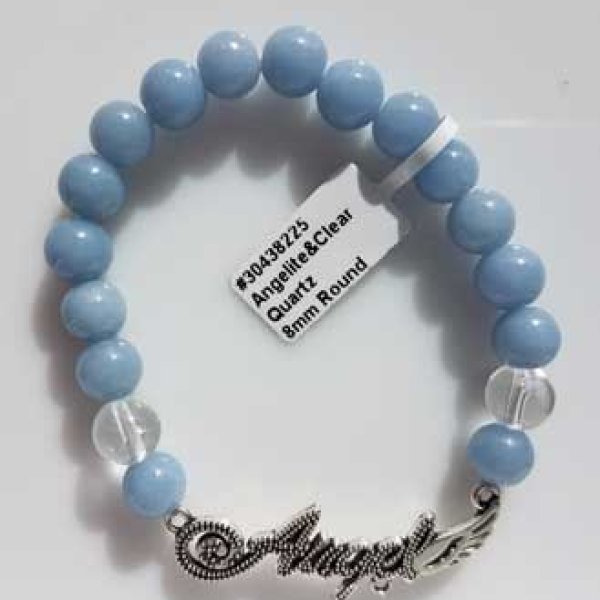 8mm Angelite/ Quartz with Angel