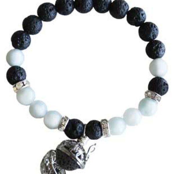 8mm Aquamarine/ Lava (for aromatherapy)