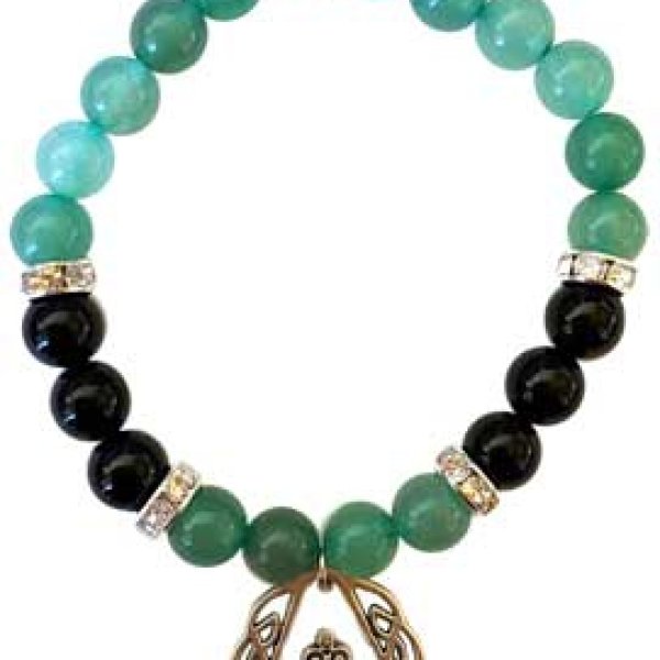8mm Green Aventurine/ Black Onyx with Heart