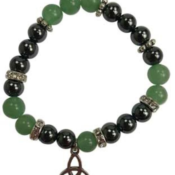 8mm Green Aventurine/ Hematite with Triquetra