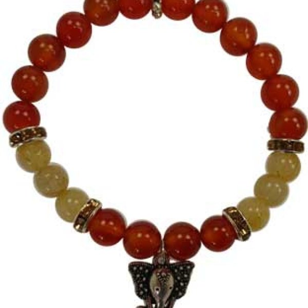 8mm Carnelian/ Rutilated Quartz with Ganesha