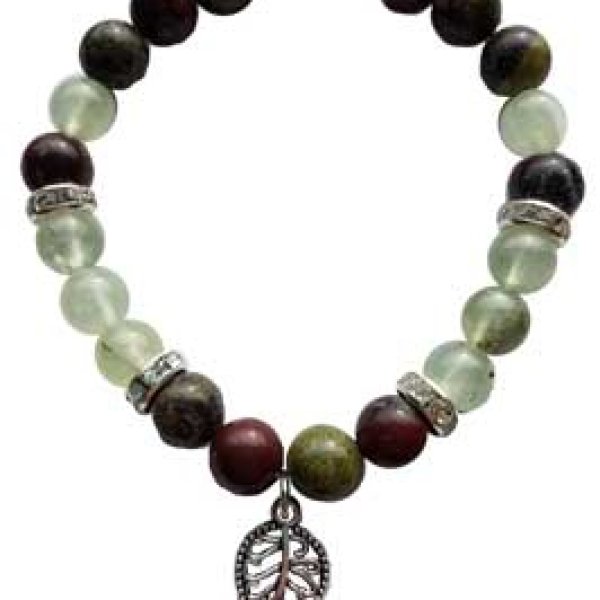 bloodstone bracelet,courage,strength,prehnite leaf,