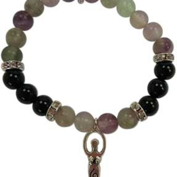 8mm Fluorite/ Amethyst Stone with Goddess